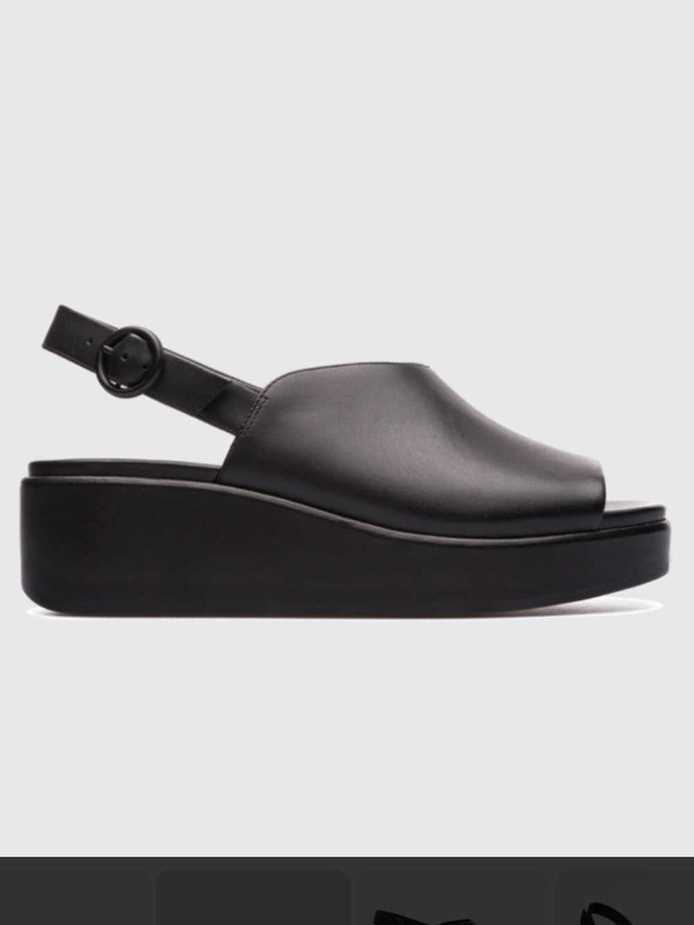 Camper Misia Slingback Platform Sandal Black Leather size 40